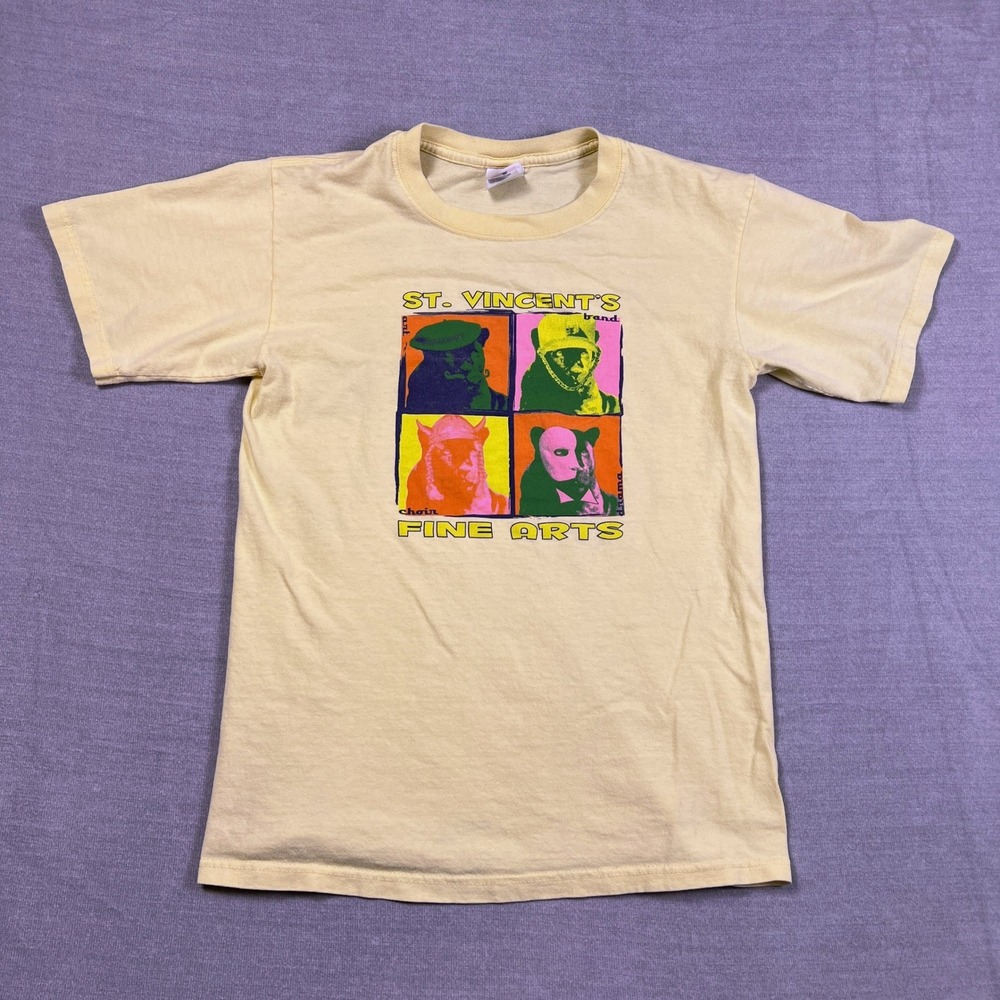 Anvil Saint Vincents Fine Arts Short Sleeve T-Shirt Mens Small Yellow